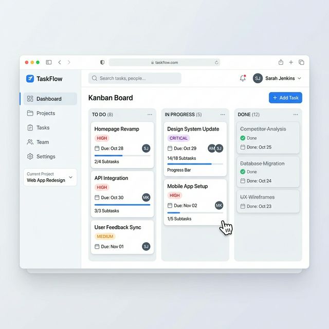 TaskTracker Kanban Board Interface